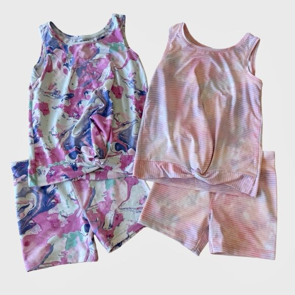 Girls Active Tank Top & Bike Short Sets, Size 7 - Picture 1 of 11